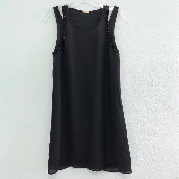 New Rebecca Minkoff Black Silk Mini Short Beaded Dress 0 - Picture 3 of 8